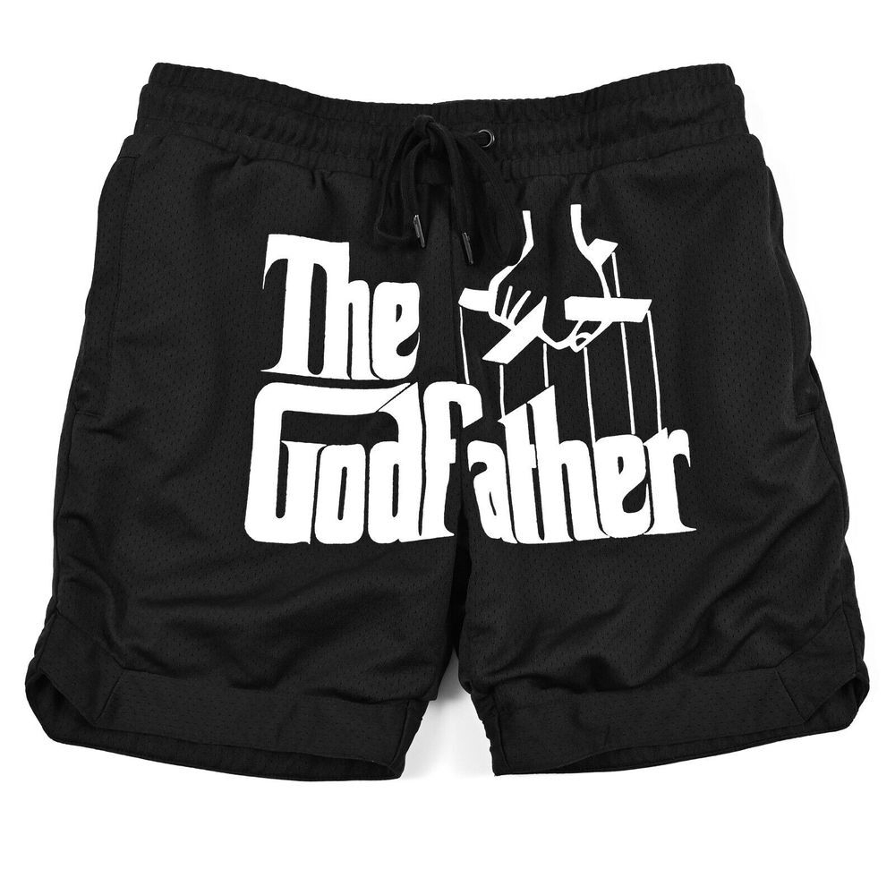 The Godfather x Shoe Palace Mens Activewear Shorts Large Black Big Logo Mesh EUC